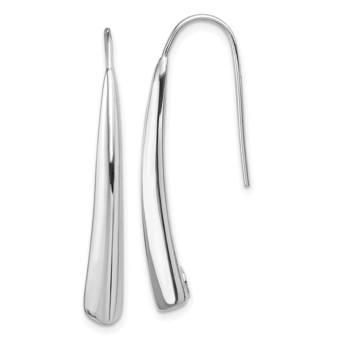 Sterling Silver Polished Rhodium Plated Fancy Bar Thread Earrings