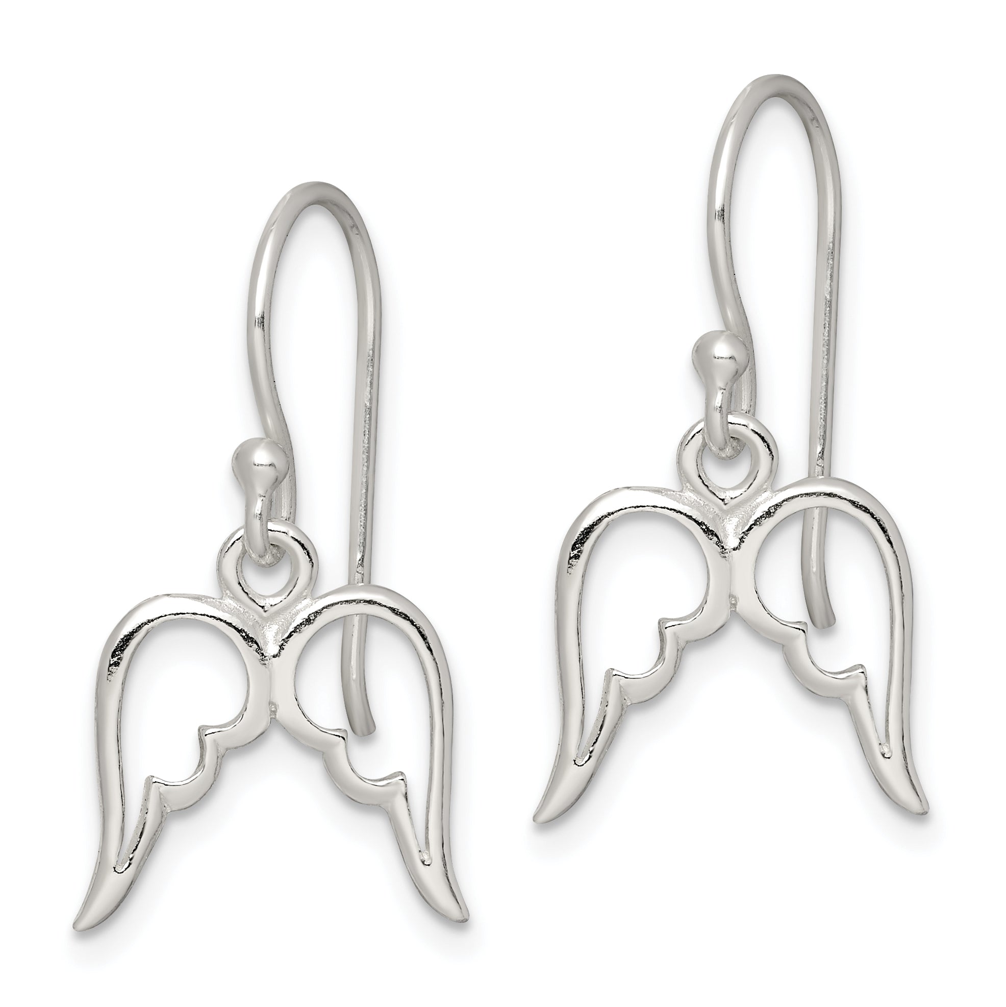 Sterling Silver Polished Wings Dangle Earrings