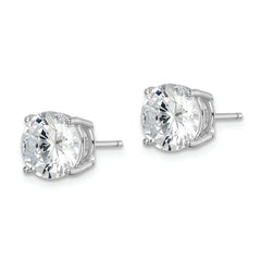 Sterling Silver Rhodium-plated Polished Round 8mm CZ Stud Earrings