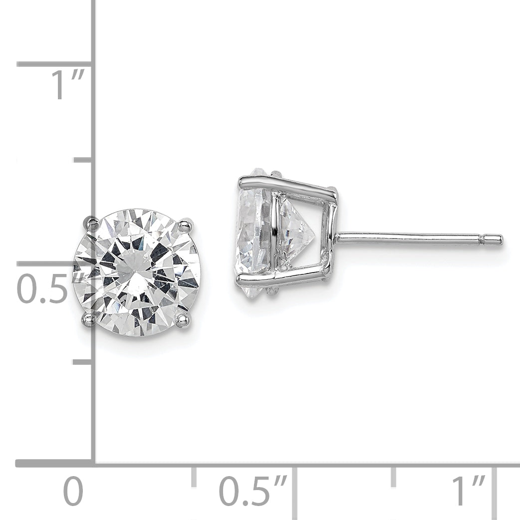 Sterling Silver Rhodium-plated Polished Round 8mm CZ Stud Earrings