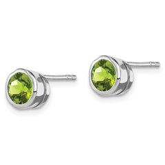 Sterling Silver Rhodium-plated Peridot Circle Stud Earrings