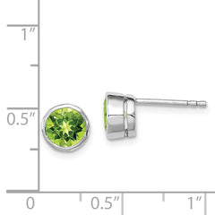 Sterling Silver Rhodium-plated Peridot Circle Stud Earrings