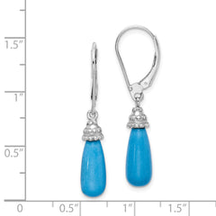 Sterling Silver Rhodium-plated Turquoise Stone Dangle Earrings