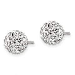 Sterling Silver Rhodium-plated Post 8mm White Czech Crystal Earrings