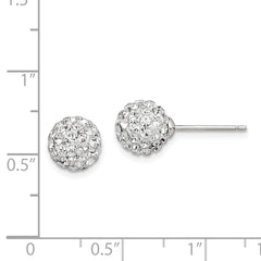 Sterling Silver Rhodium-plated Post 8mm White Czech Crystal Earrings