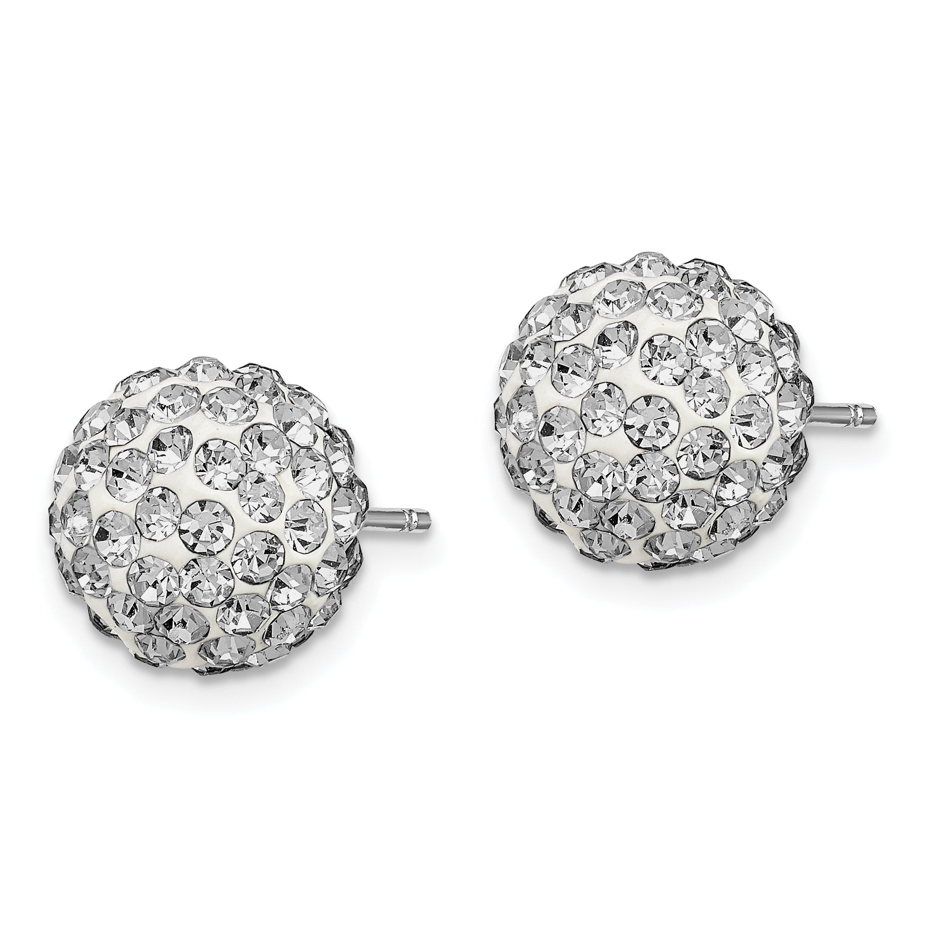 Sterling Silver Rhodium-plated 10mm White Czech Crystal Post Earrings