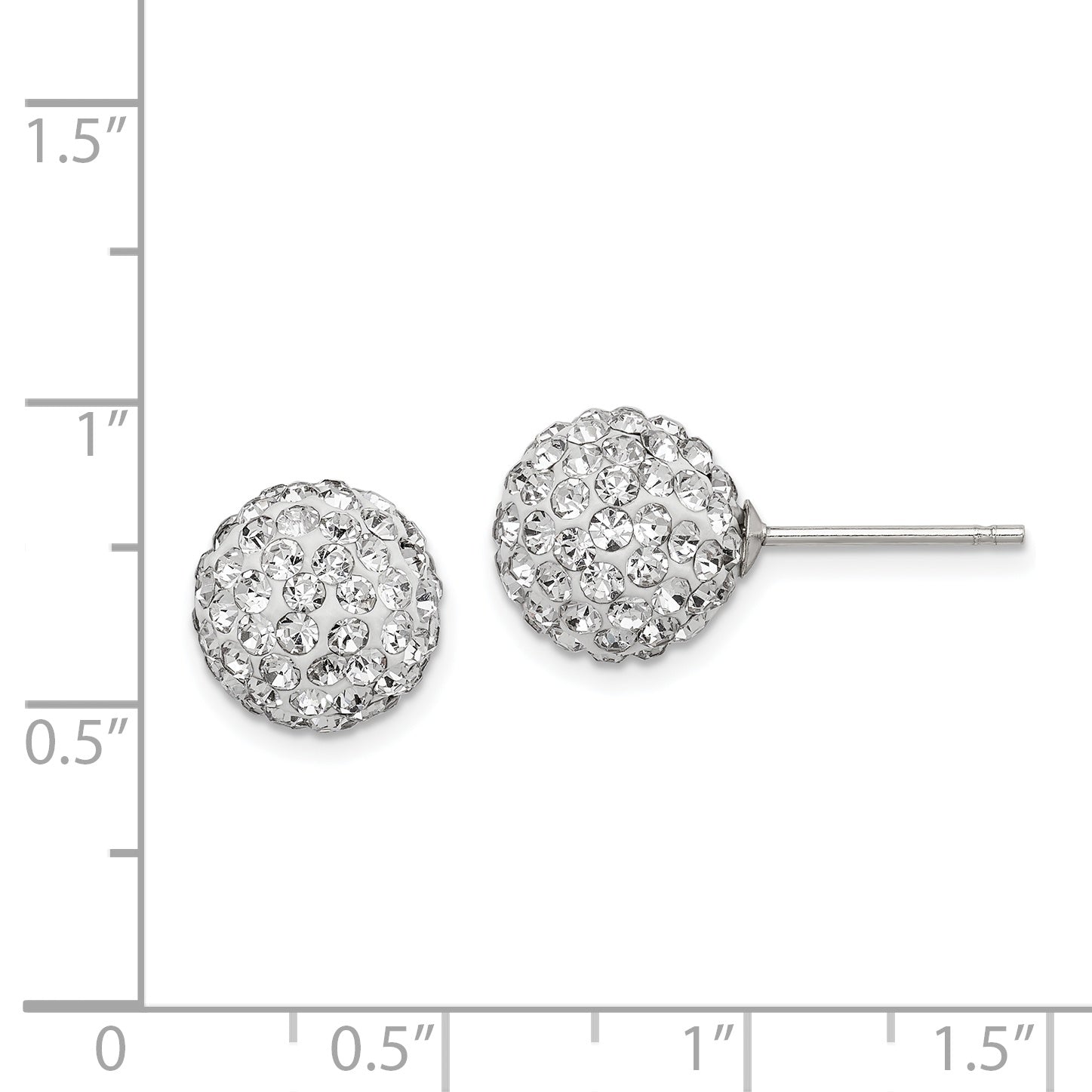 Sterling Silver Rhodium-plated 10mm White Czech Crystal Post Earrings