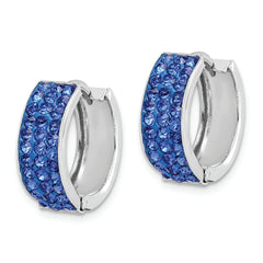 Sterling Silver RH-plated Blue Preciosa Crystal Hinged Hoop Earrings