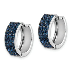 Sterling Silver RH-plated Navy Preciosa Crystal Hinged Hoop Earrings