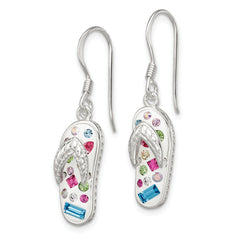 Sterling Silver Stellux Crystal Multi-Color/White Flip Flop Earrings