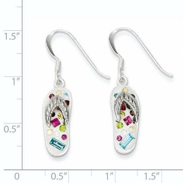 Sterling Silver Stellux Crystal Multi-Color/White Flip Flop Earrings