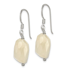 Sterling Silver Polished Faceted Moonstone Dangle Earrings