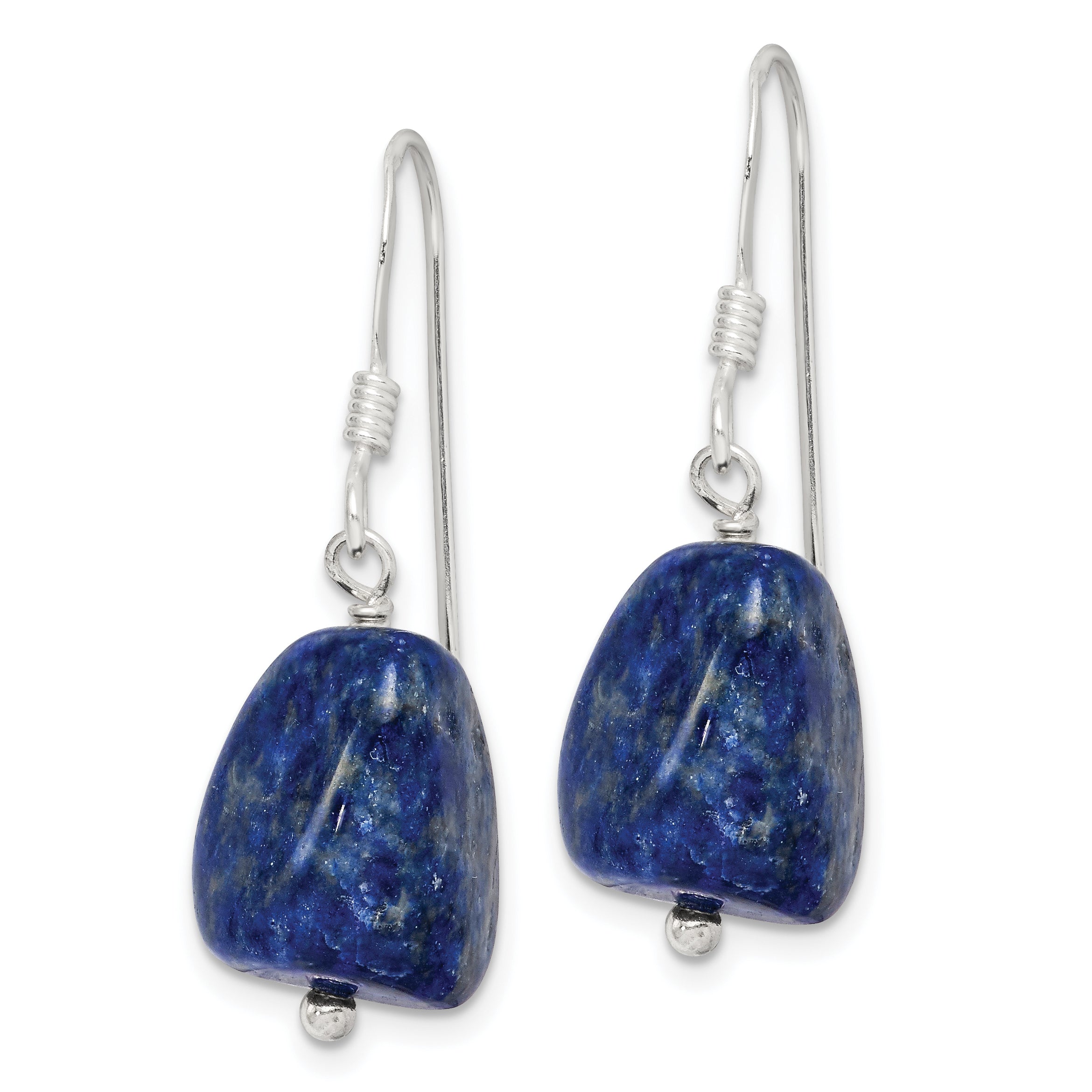 Sterling Silver Polished Blue Lapis Dangle Earrings