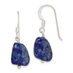 Sterling Silver Polished Blue Lapis Dangle Earrings