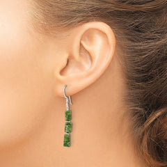 Sterling Silver Polished Green Russian Serpentine Dangle Earrings