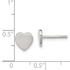 Sterling Silver Rhodium-plated Polished Heart Children's Post Earrings