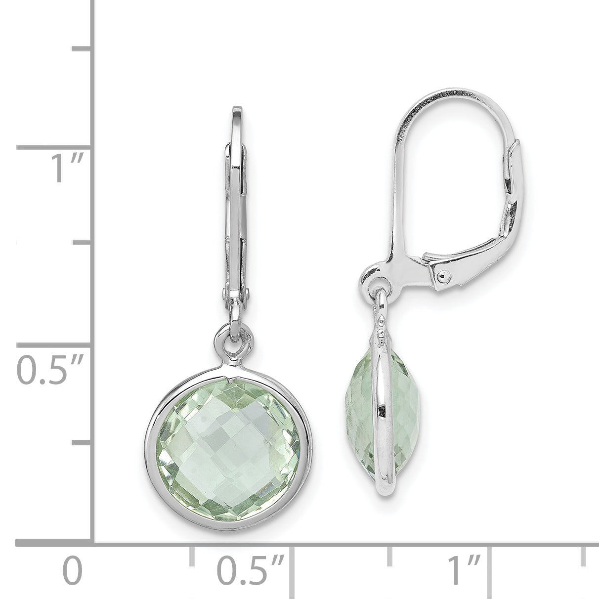 Sterling Silver Rhodium-plated Green Quartz Earrings