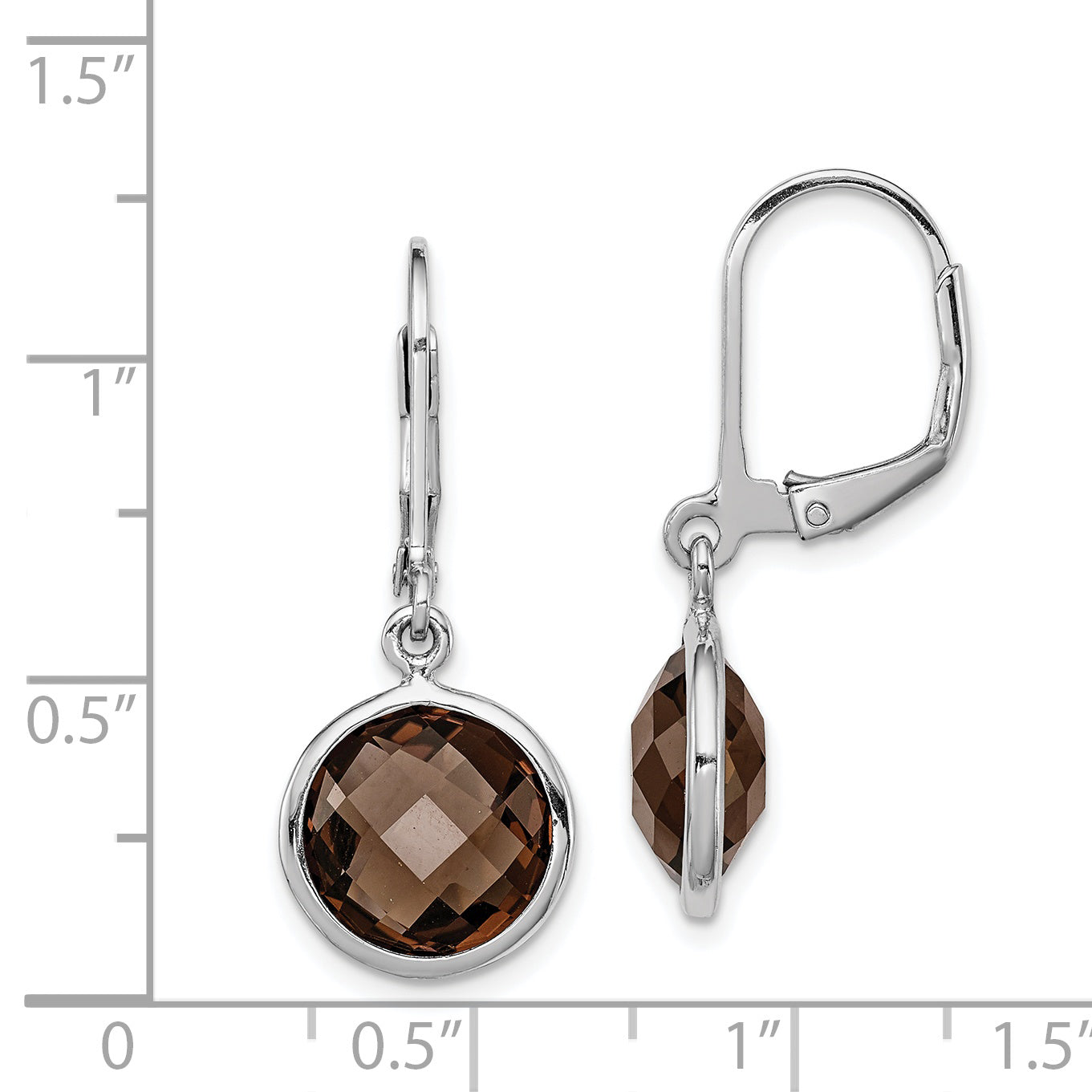 Sterling Silver Rhodium-plated Smoky Quartz Earrings