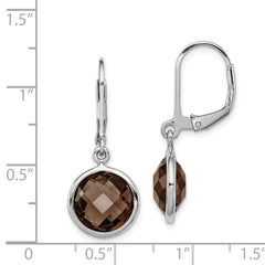 Sterling Silver Rhodium-plated Smoky Quartz Earrings