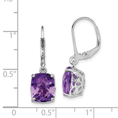 Sterling Silver Rhodium-plated Amethyst Earrings