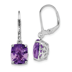 Sterling Silver Rhodium-plated Amethyst Earrings