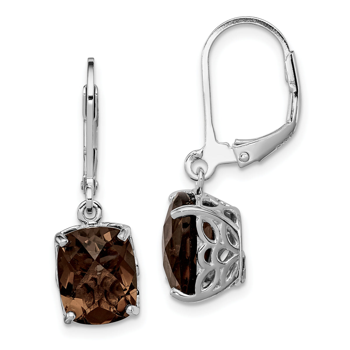 Sterling Silver Rhodium-plated Smoky Quartz Earrings