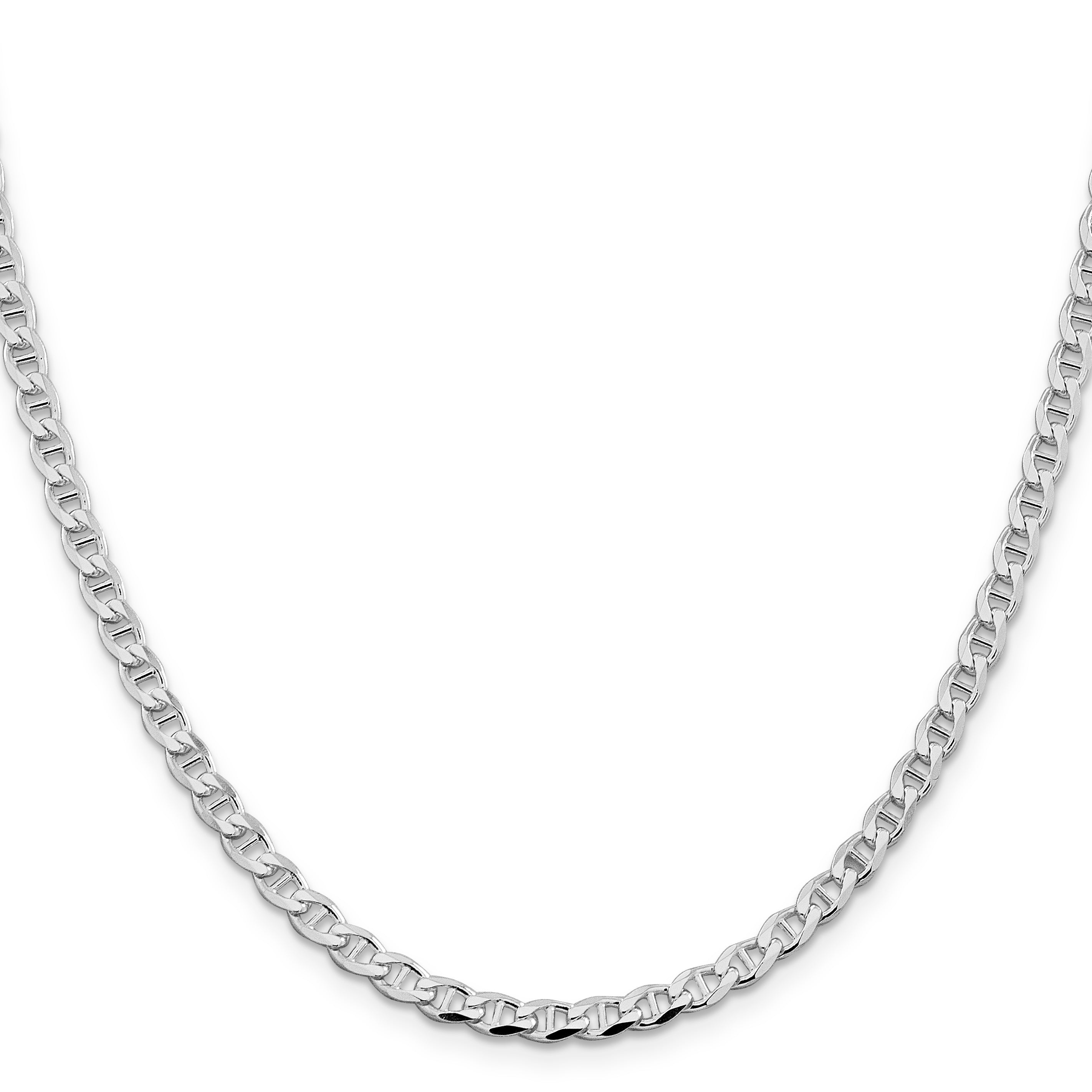 Sterling Silver Rhodium-plated 4.15mm Flat Cuban Anchor Chain