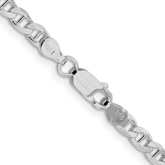 Sterling Silver Rhodium-plated 4.15mm Flat Cuban Anchor Chain