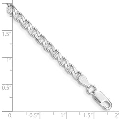 Sterling Silver Rhodium-plated 4.15mm Flat Cuban Anchor Chain