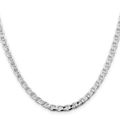 Sterling Silver Rhodium-plated 4.65mm Flat Cuban Anchor Chain