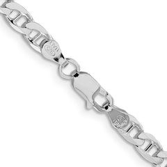 Sterling Silver Rhodium-plated 4.65mm Flat Cuban Anchor Chain