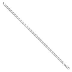 Sterling Silver Rhodium-plated 4.65mm Flat Cuban Anchor Chain