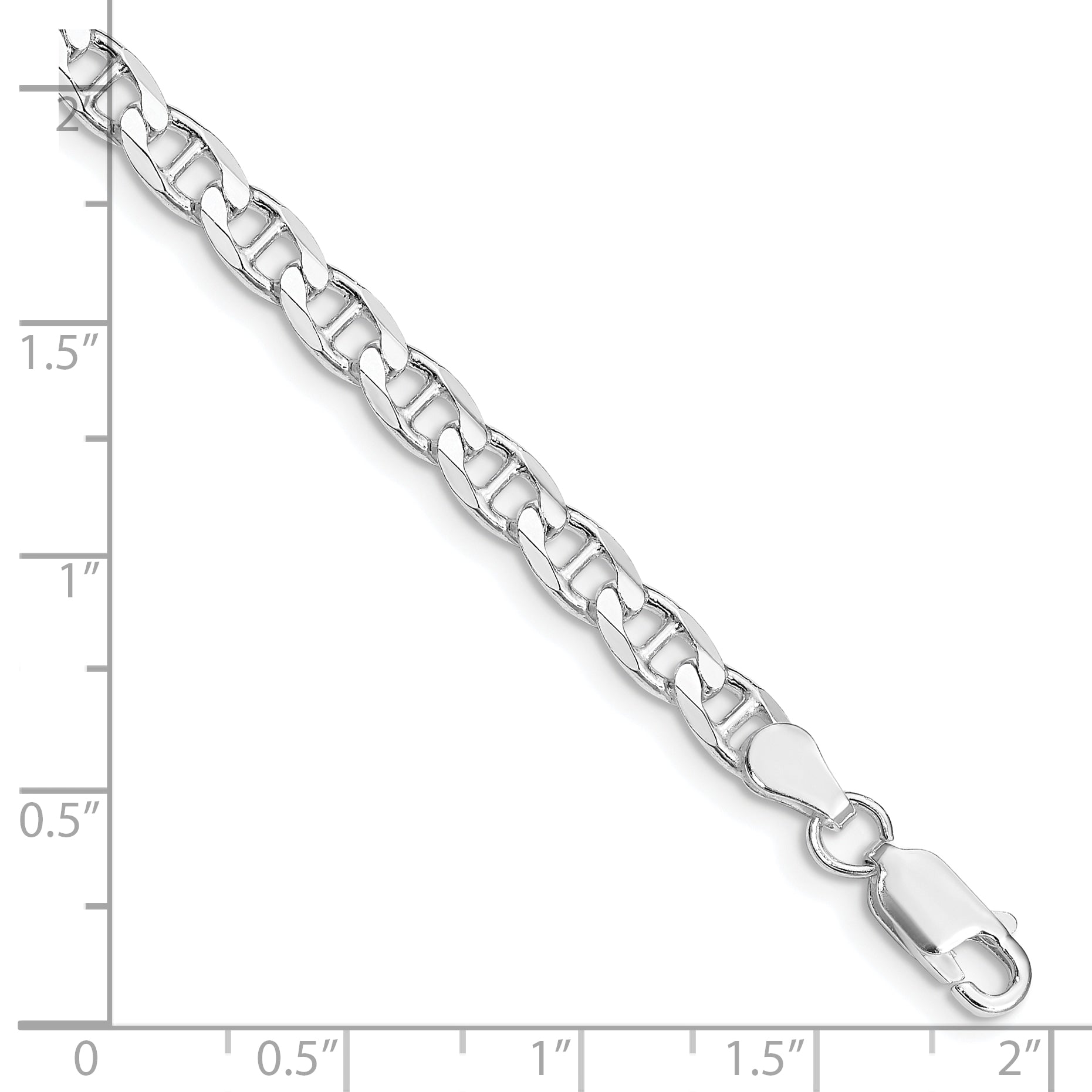 Sterling Silver Rhodium-plated 4.65mm Flat Cuban Anchor Chain