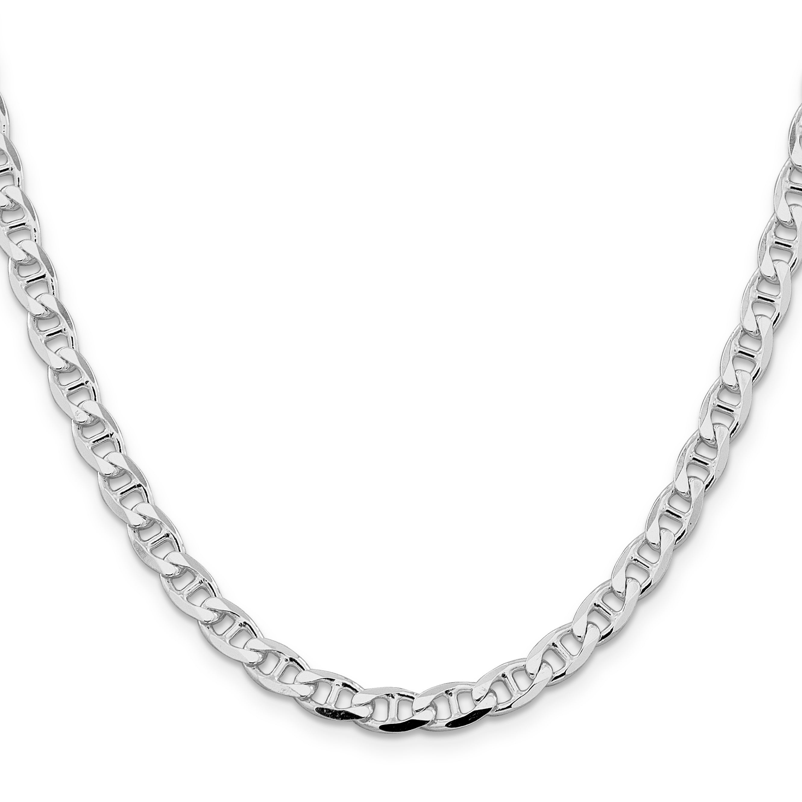 Sterling Silver Rhodium-plated 5.7mm Flat Cuban Anchor Chain