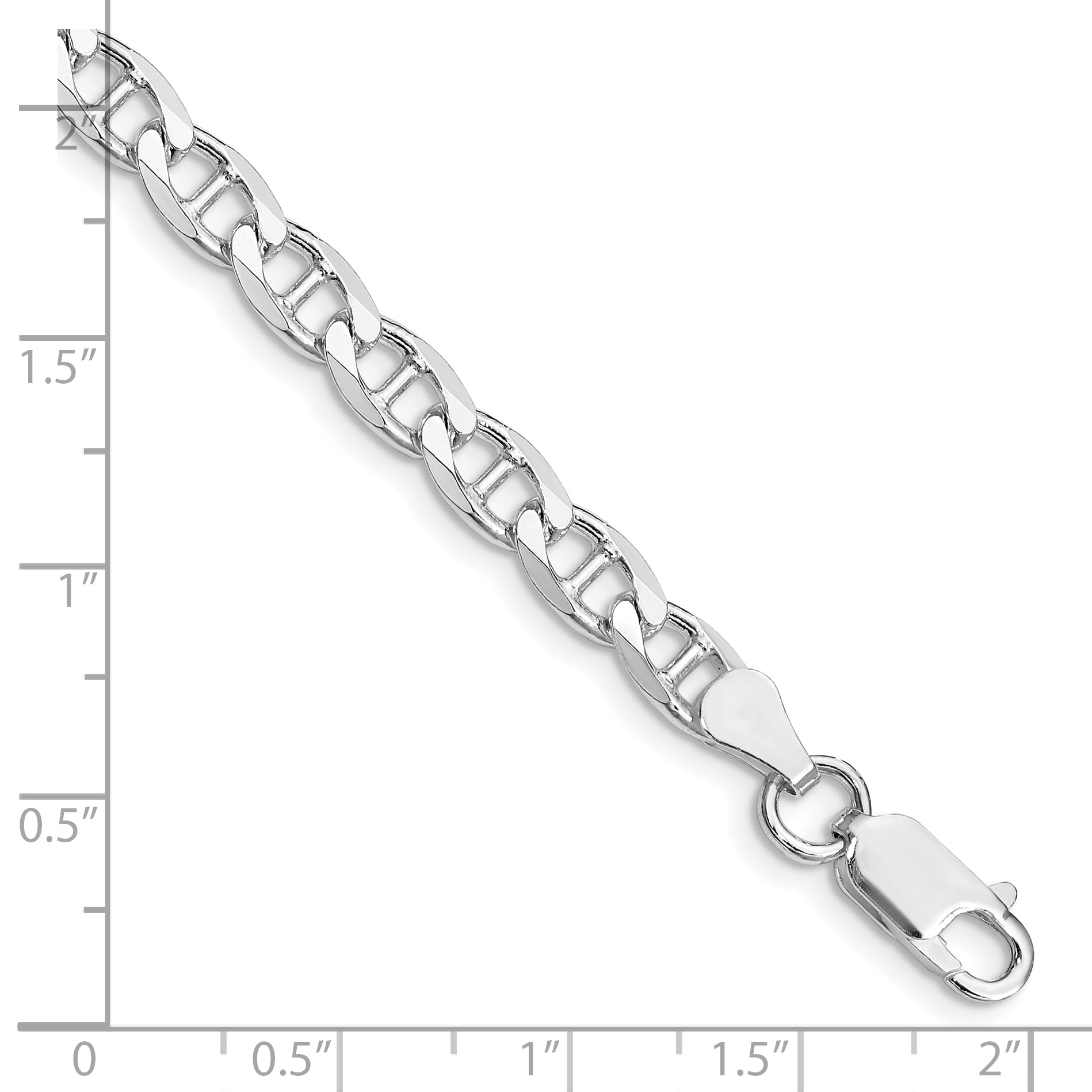 Sterling Silver Rhodium-plated 5.7mm Flat Cuban Anchor Chain