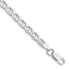 Sterling Silver Rhodium-plated 5.7mm Flat Cuban Anchor Chain