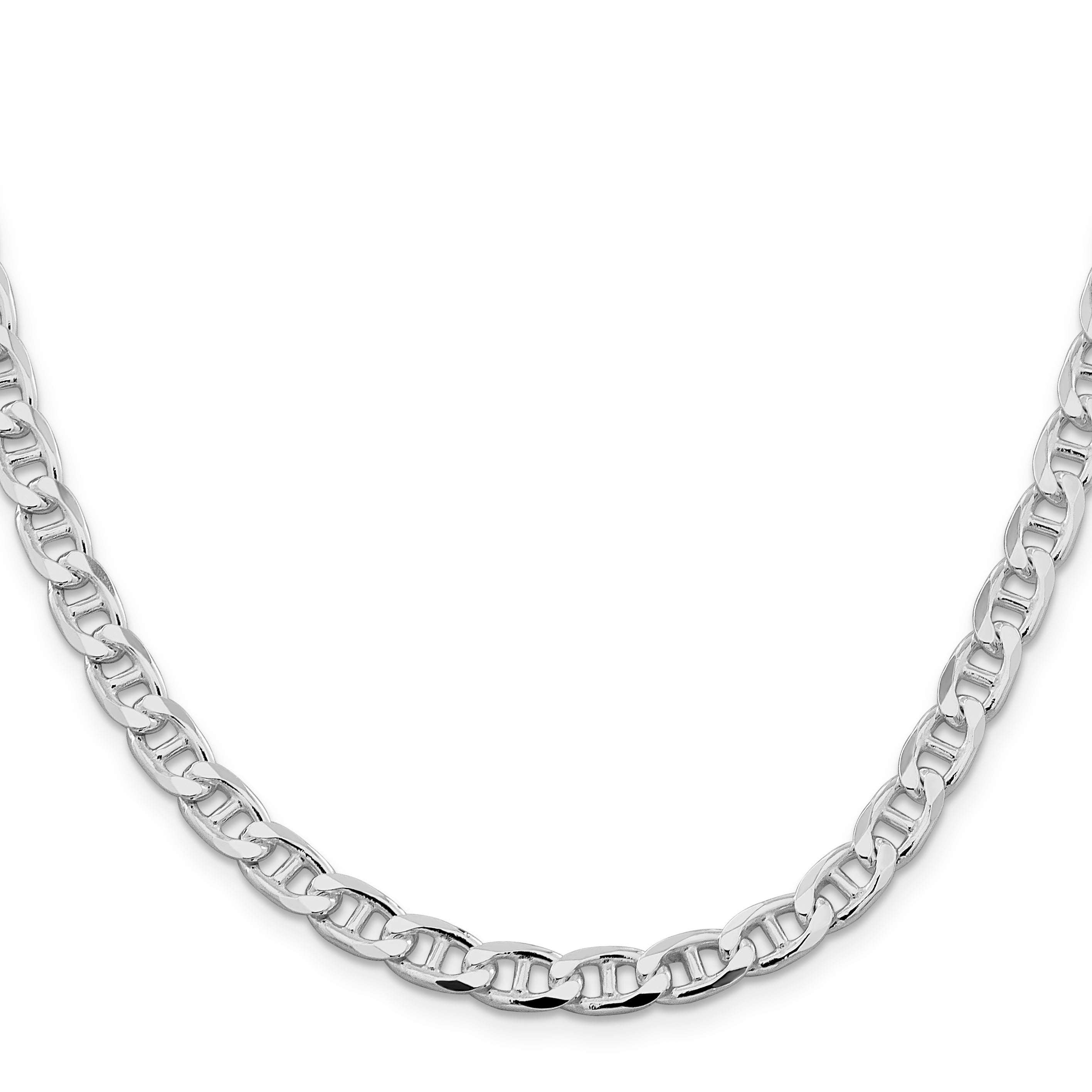 Sterling Silver Rhodium-plated 6.5mm Flat Cuban Anchor Chain