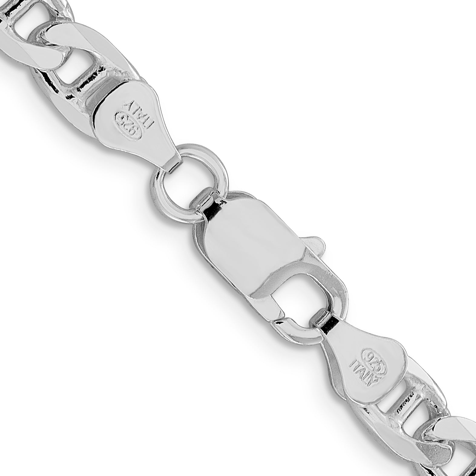 Sterling Silver Rhodium-plated 6.5mm Flat Cuban Anchor Chain