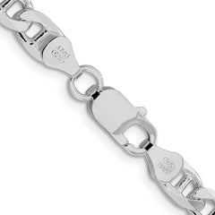 Sterling Silver Rhodium-plated 6.5mm Flat Cuban Anchor Chain