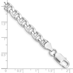 Sterling Silver Rhodium-plated 6.5mm Flat Cuban Anchor Chain