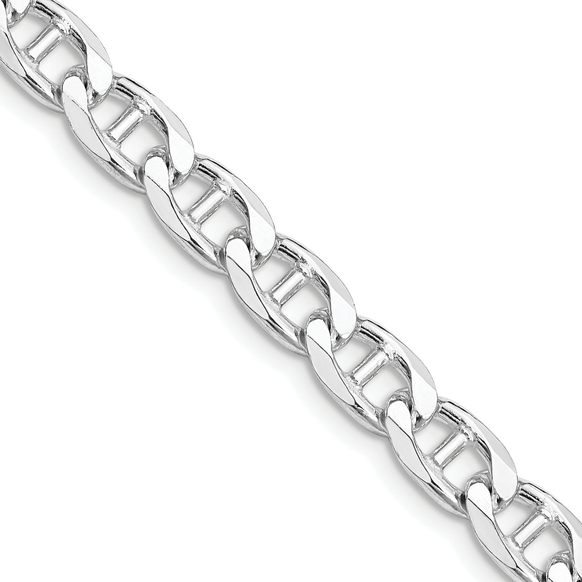 Sterling Silver Rhodium-plated 6.5mm Flat Cuban Anchor Chain