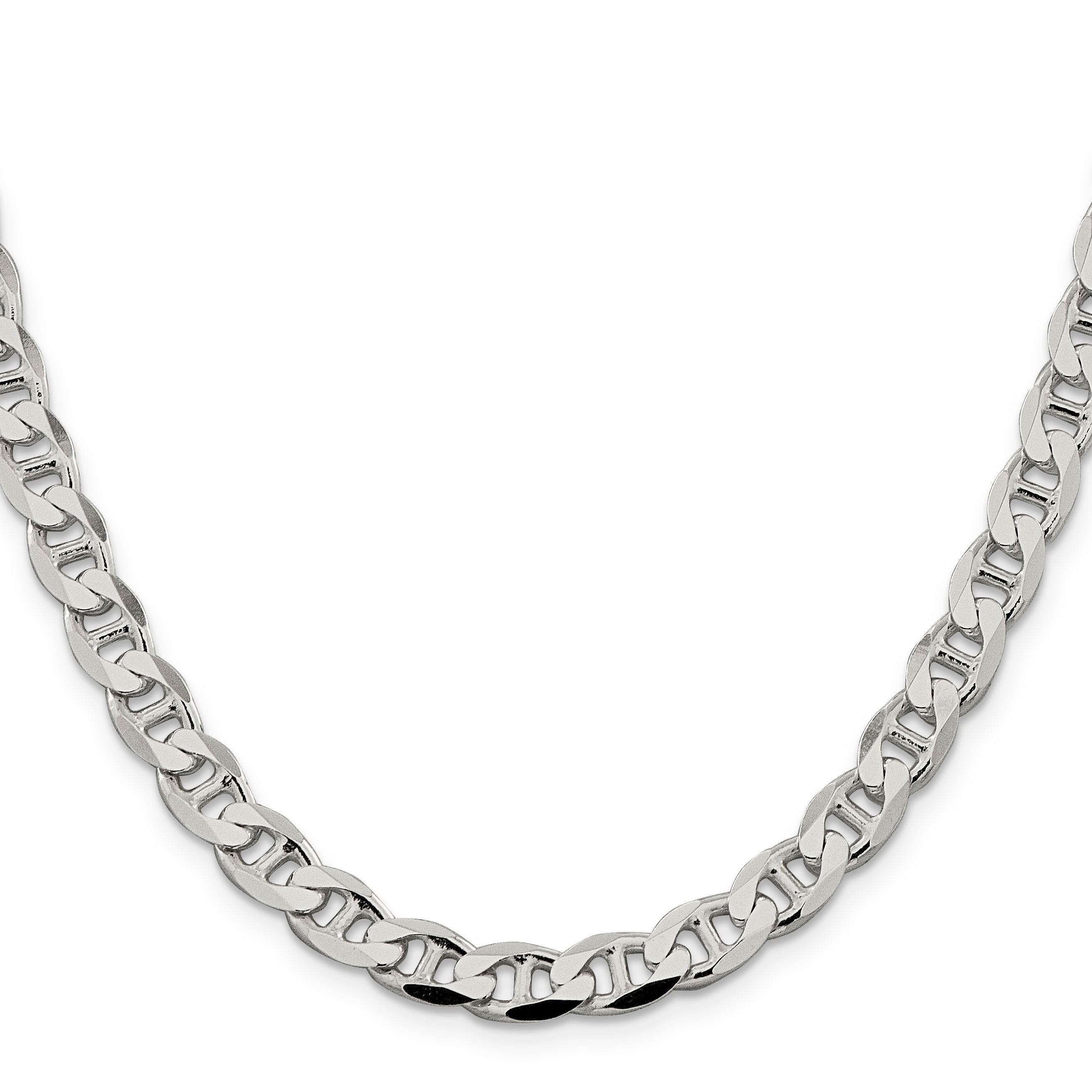 Sterling Silver 7.4mm Flat Cuban Anchor Chain