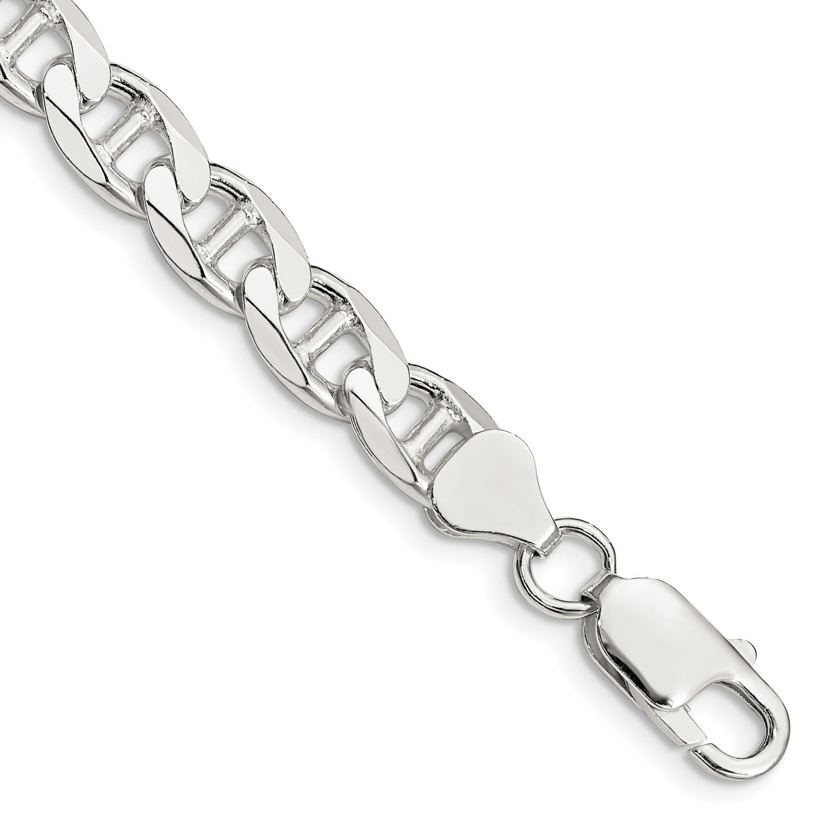 Sterling Silver 7.4mm Flat Cuban Anchor Chain