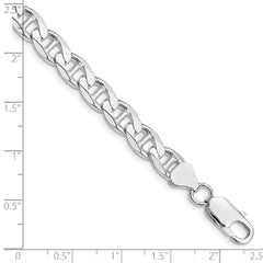 Sterling Silver Rhodium-plated 7.4mm Flat Cuban Anchor Chain