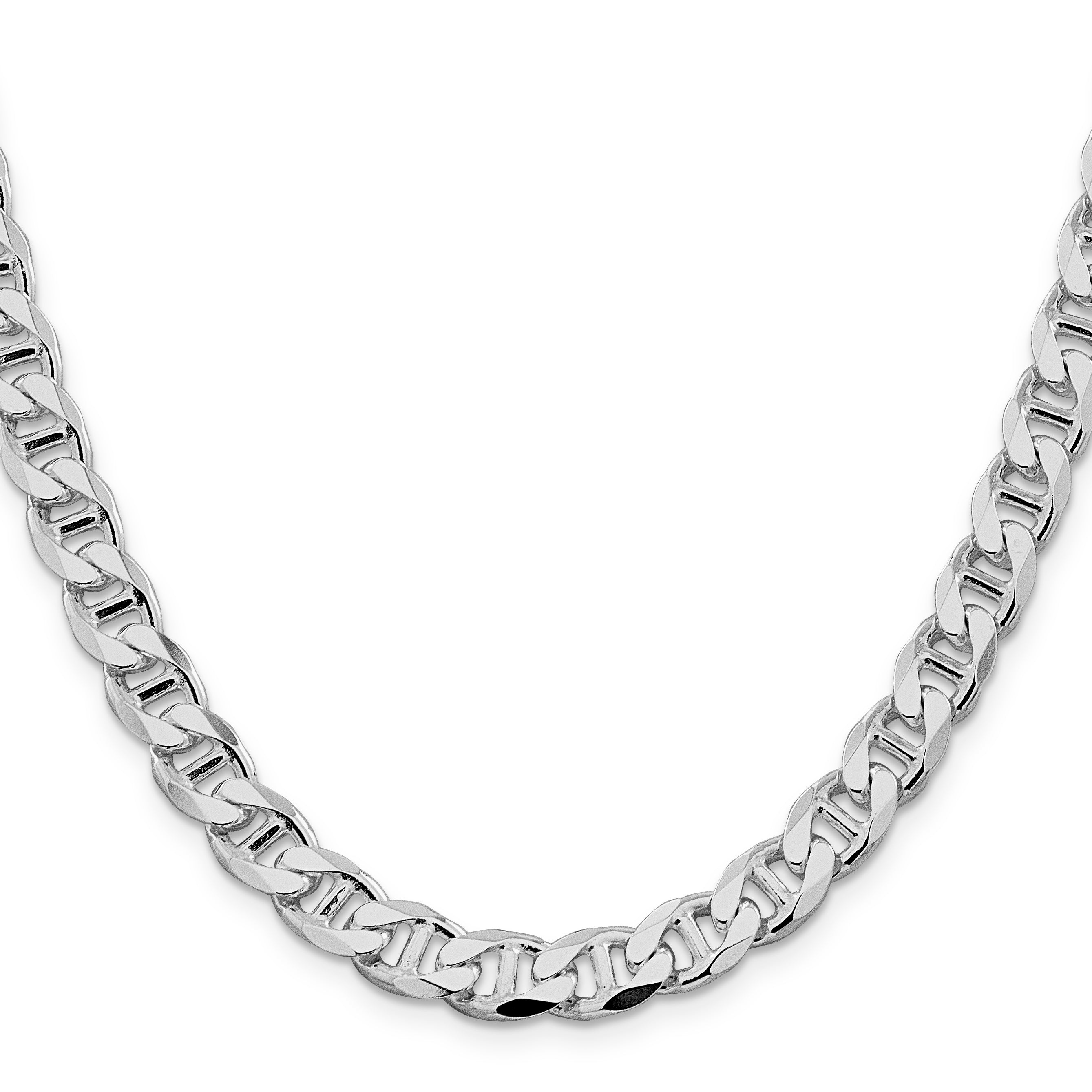 Sterling Silver Rhodium-plated 8.25mm Flat Cuban Anchor Chain