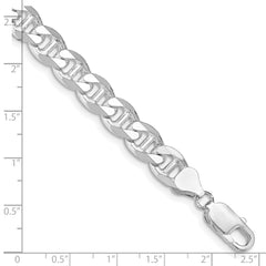 Sterling Silver Rhodium-plated 8.25mm Flat Cuban Anchor Chain