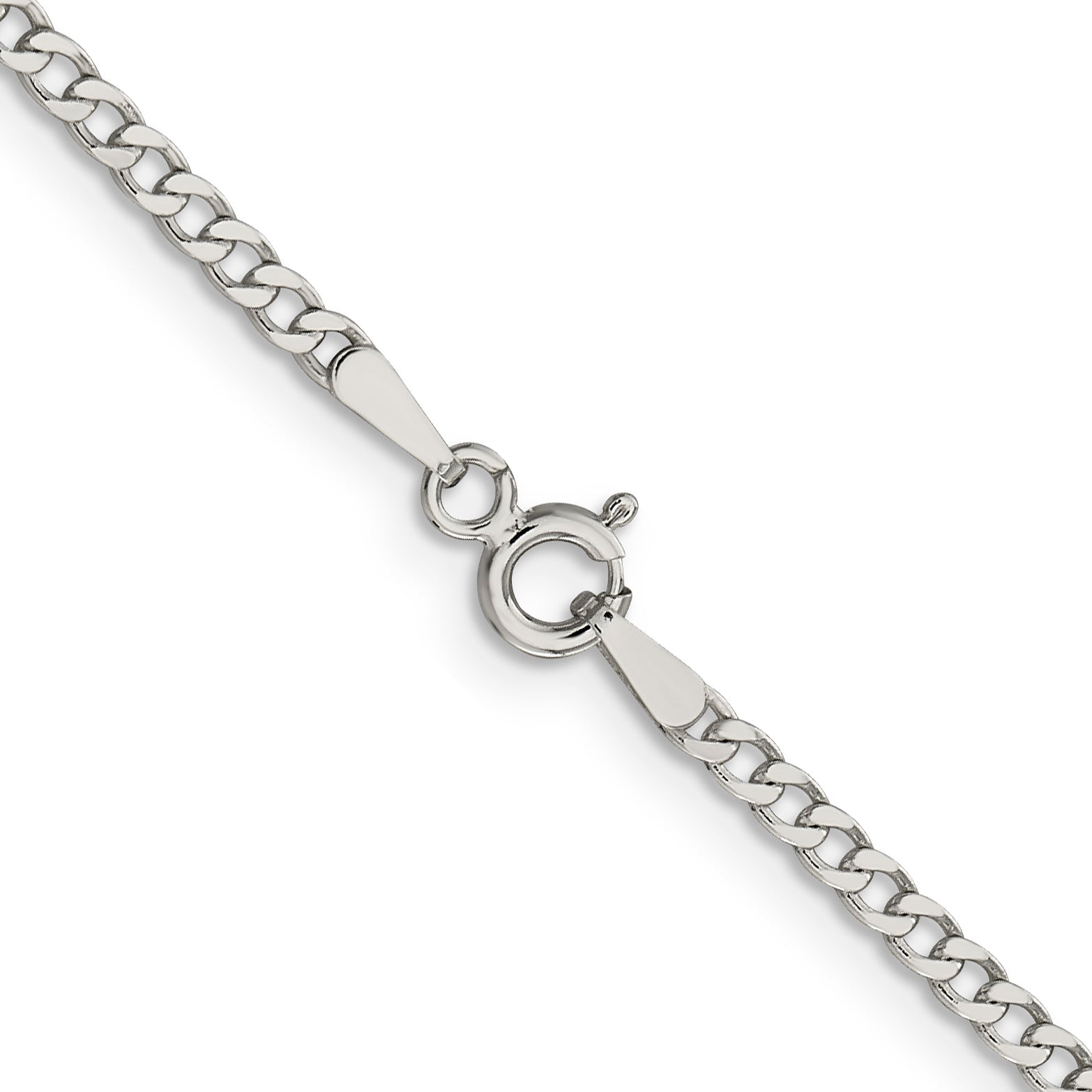 Sterling Silver 2.3mm Beveled Curb Chain