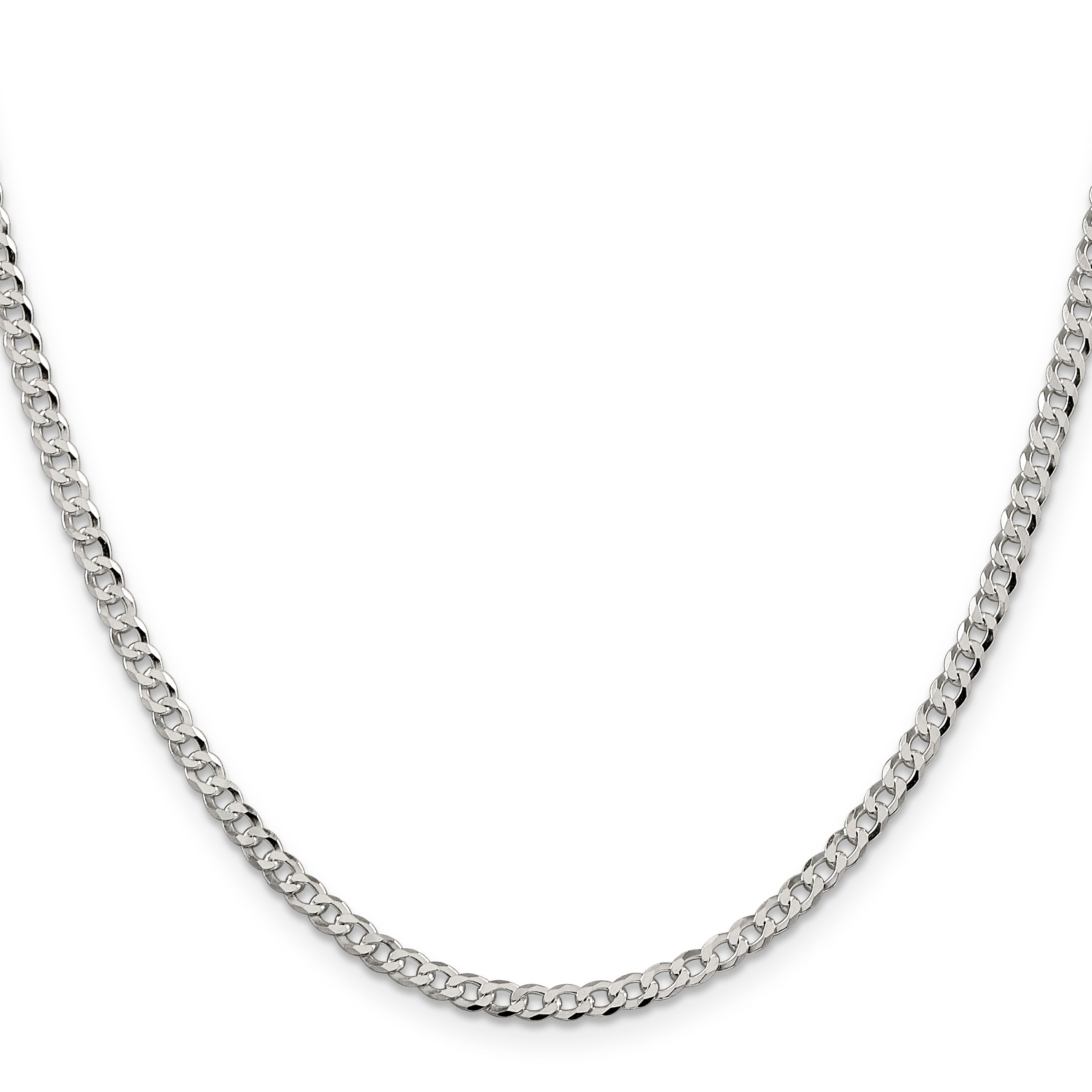 Sterling Silver 3.2mm Beveled Curb Chain