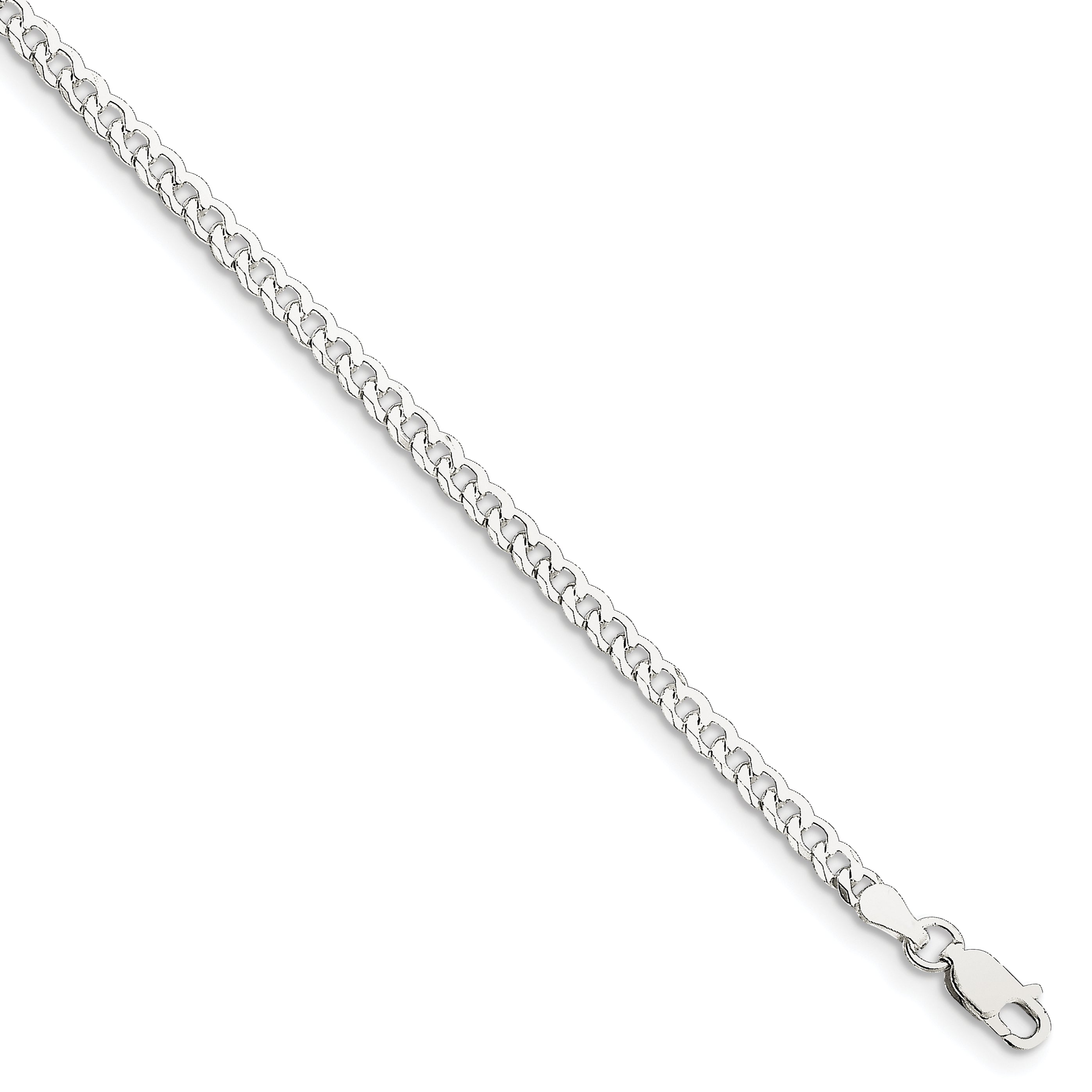 Sterling Silver 3.2mm Beveled Curb Chain