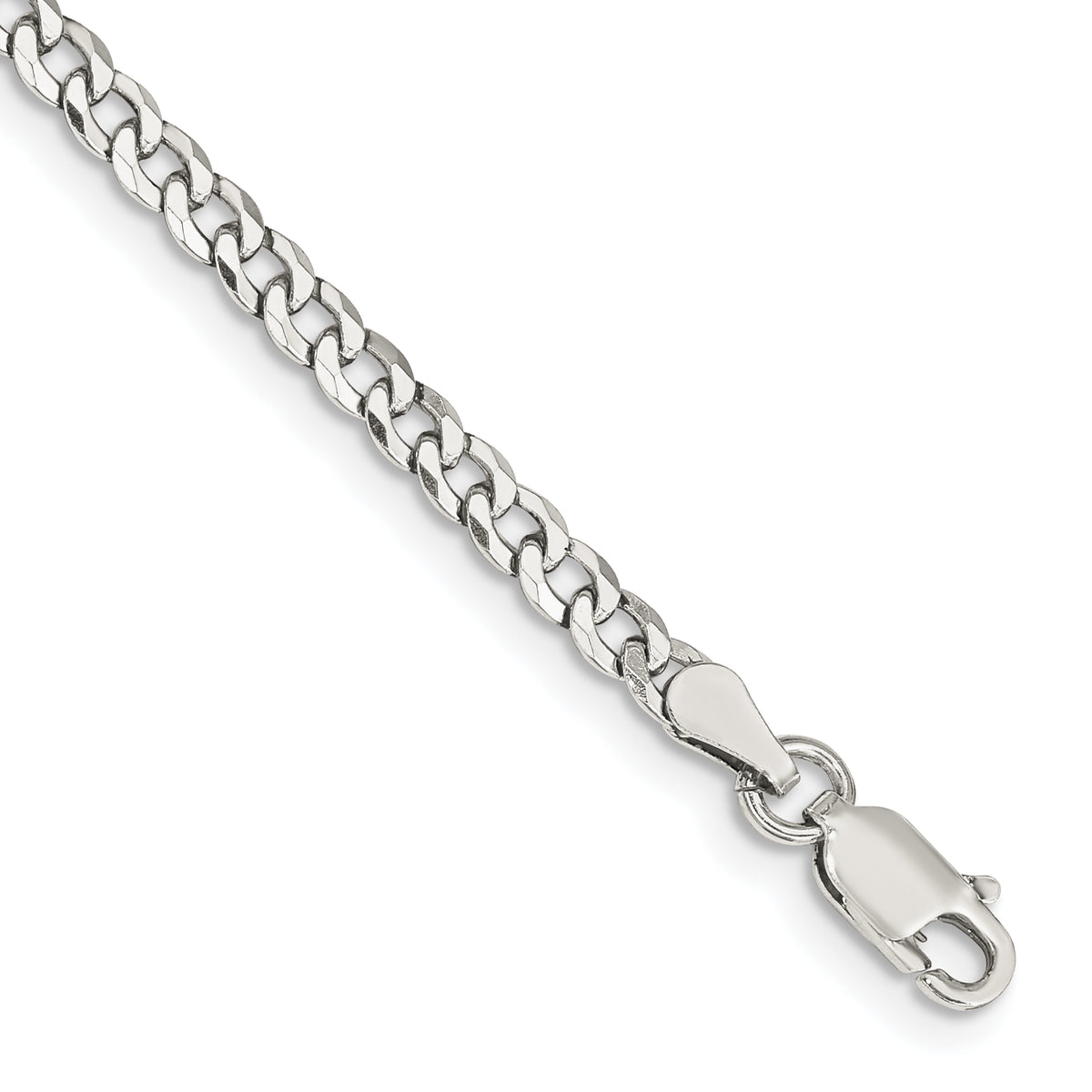 Sterling Silver 3.2mm Beveled Curb Chain